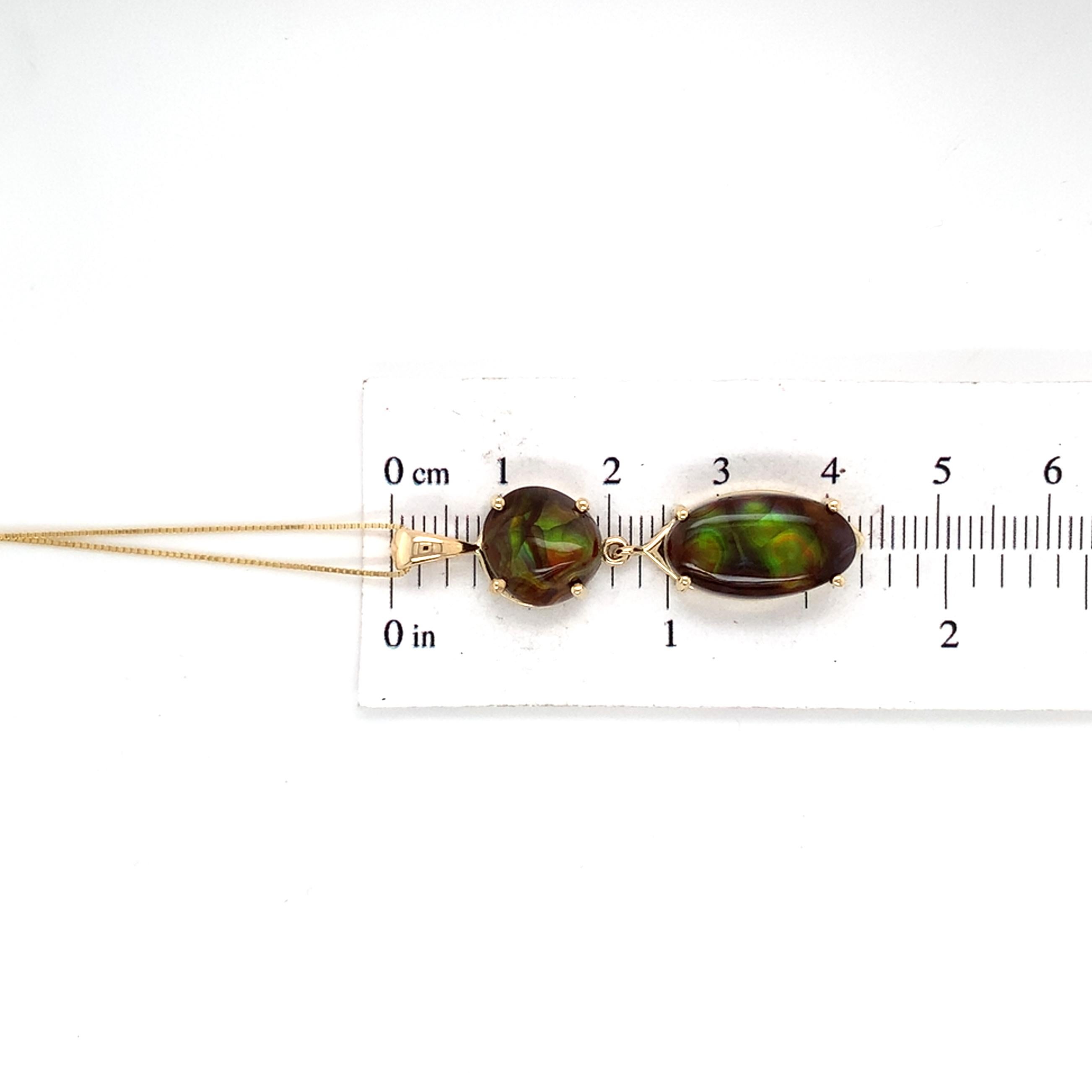 Pendentif en or jaune 14 carats avec agate de feu de 12 carats et chaîne de 18 pouces en vente 3