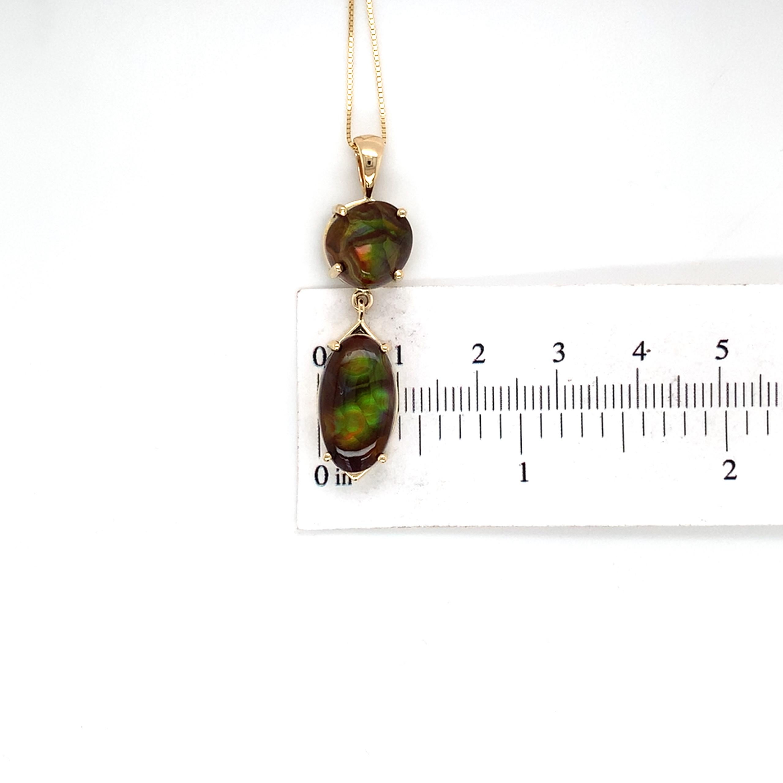 Pendentif en or jaune 14 carats avec agate de feu de 12 carats et chaîne de 18 pouces en vente 4