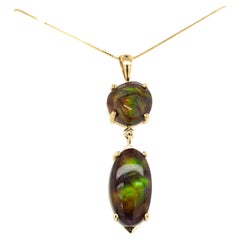Pendentif en or jaune 14 carats avec agate de feu de 12 carats et chaîne de 18 pouces
