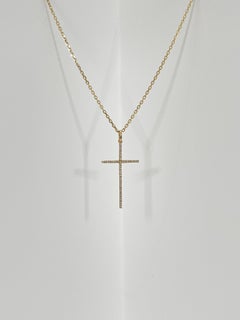14K Yellow Gold .12 CTW Diamond Cross Necklace
