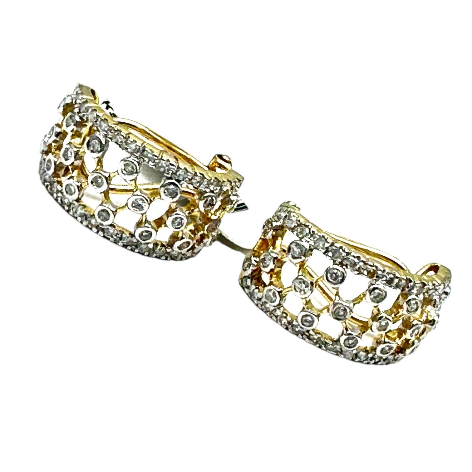 Contemporary 14K Yellow Gold 1.20 Ct. Diamond Clip-On Earrings 