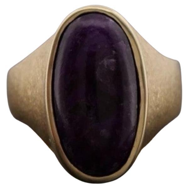 Bague à chaton en or jaune 14K 12.00 grammes de charoite violette Taille 10 en vente
