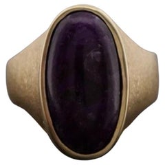 14K Yellow Gold 12.00 Grams Custom Purple Charoite Bezel Ring Size 10