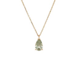 14k Yellow Gold 1.20ct Old Pear Cut Prong Set Diamond Solitaire Pendant Necklace