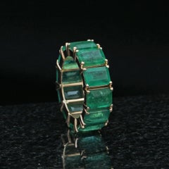 14K Yellow Gold 12.28 Ct Emerald Cut Full Eternity Band Ring, Engagement Ring