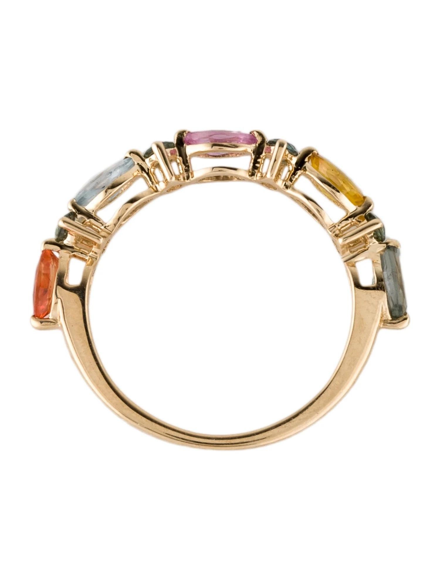 Anello a fascia in oro giallo 14K con zaffiro multicolore da 1,22 carati, misura 6,75 In condizioni Nuovo in vendita a Holtsville, NY