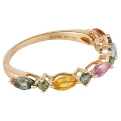 14K Yellow Gold 1.22ctw Multi-Color Sapphire Band Ring, Size 6.75