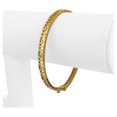 14k Yellow Gold 12.2g Solid Polished Ladies Greek Key Bangle Bracelet 6.75"