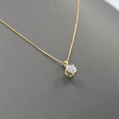 14K Yellow Gold 1.23ct Round Brilliant Cut, Diamond Pendant, 1gr
