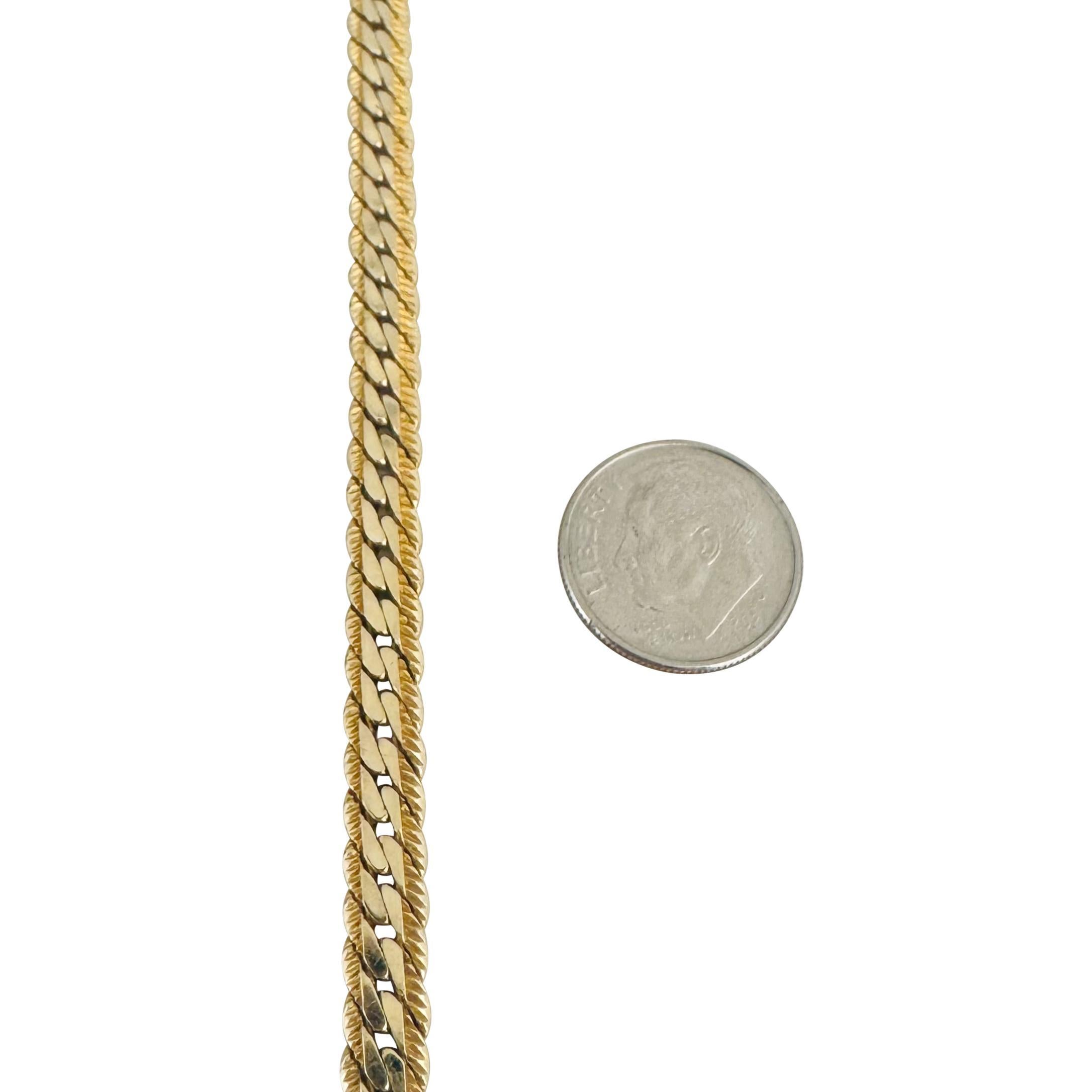 14k Gelbgold 12,4g Diamantschliff Flattened Curb Gliederarmband 7,25