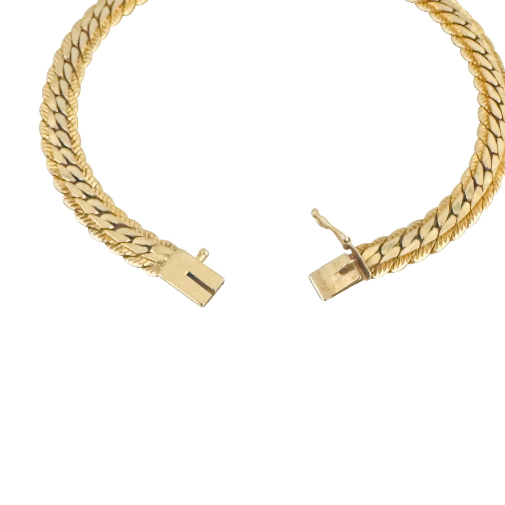 14k Gelbgold 12,4g Diamantschliff Flattened Curb Gliederarmband 7,25