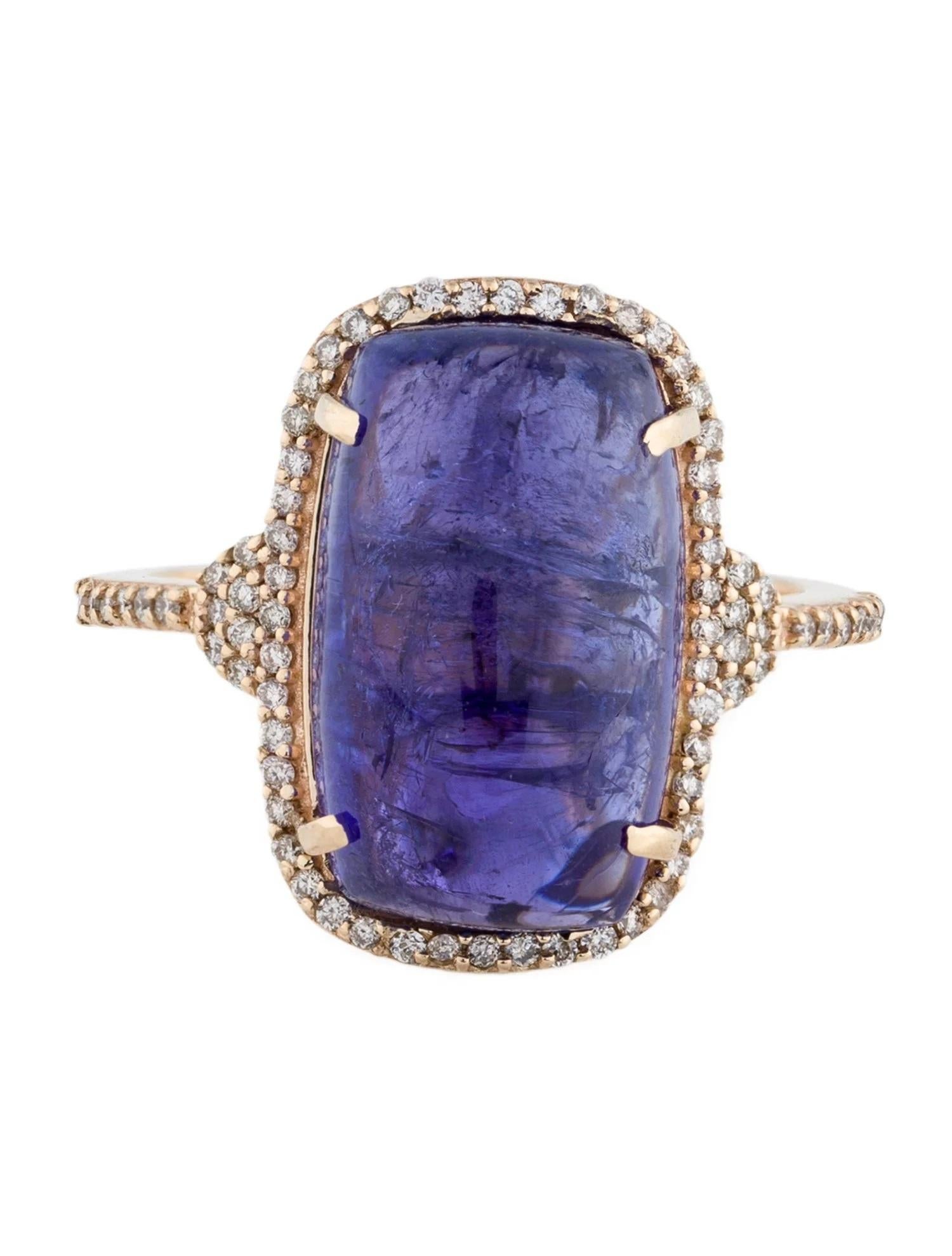 Artist 14K Yellow Gold 12.54ct Tanzanite & Diamond Cocktail Ring, Size 6.75 For Sale