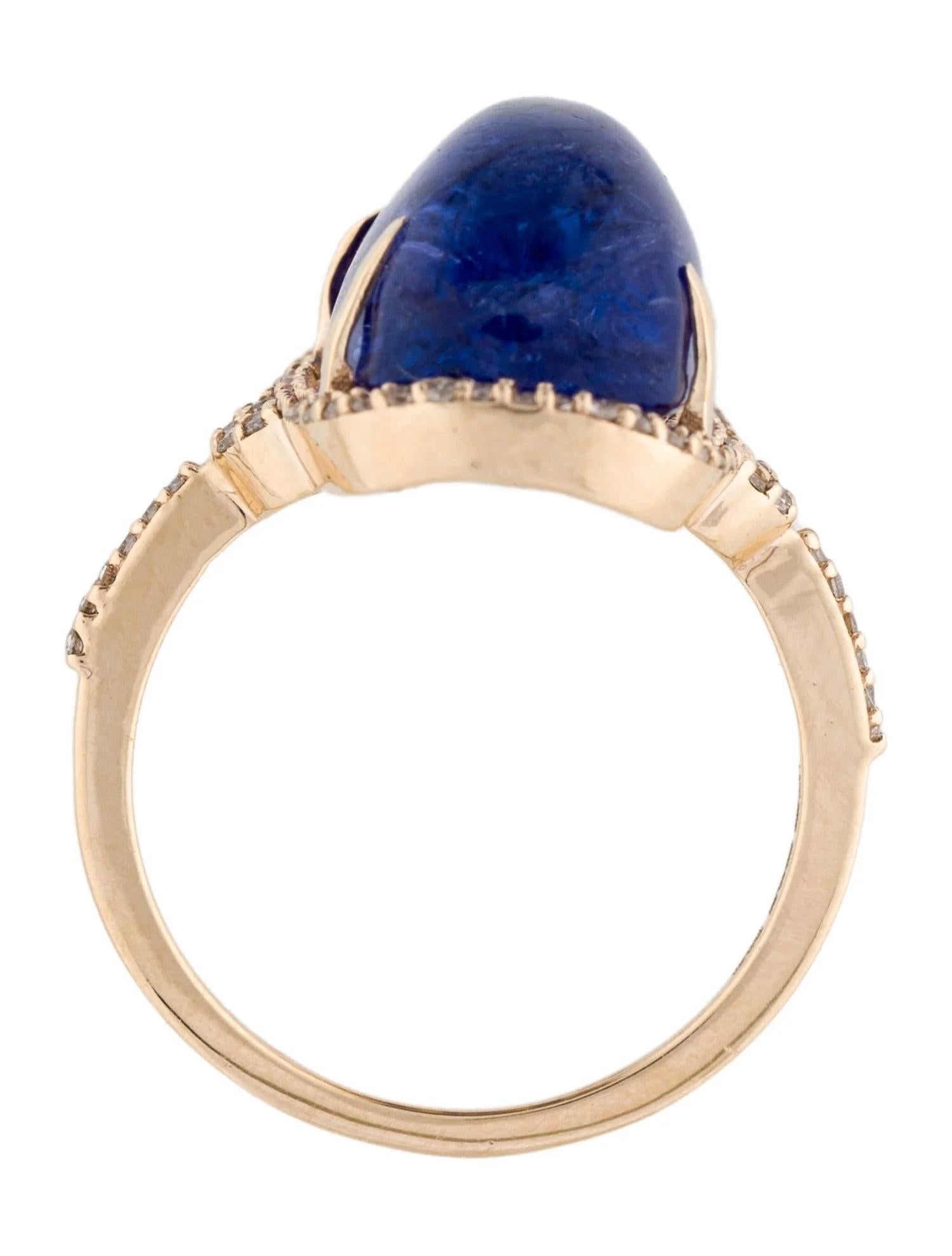 14K Yellow Gold 12.54ct Tanzanite & Diamond Cocktail Ring, Size 6.75 In New Condition For Sale In Holtsville, NY