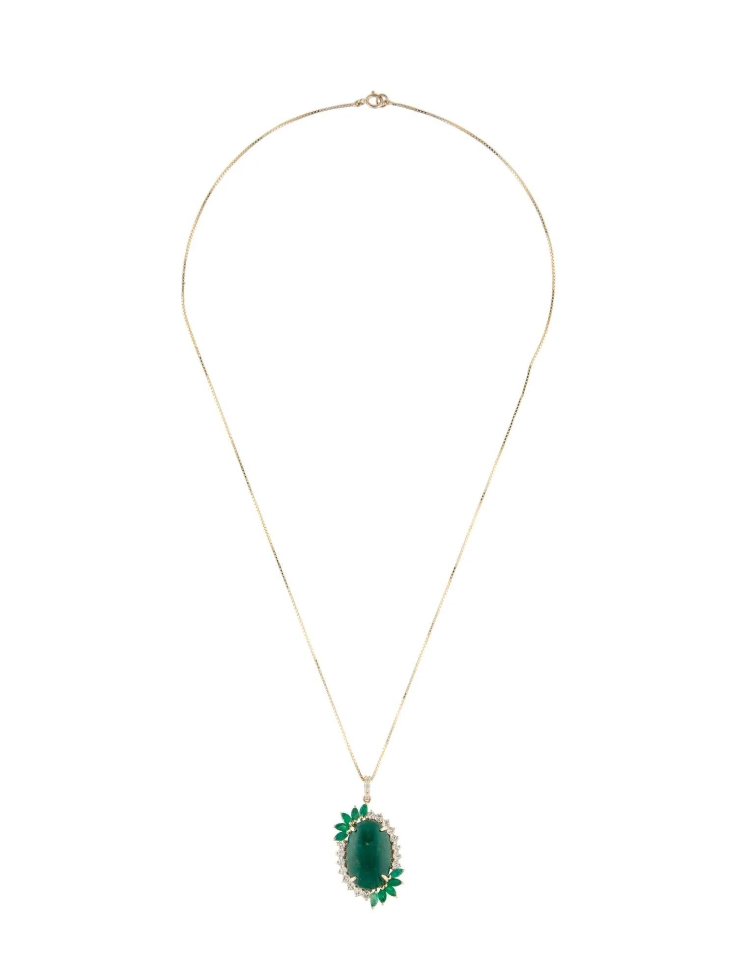 Artist 14K Yellow Gold 12.56ct Emerald, Sapphire & Diamond Pendant Necklace For Sale