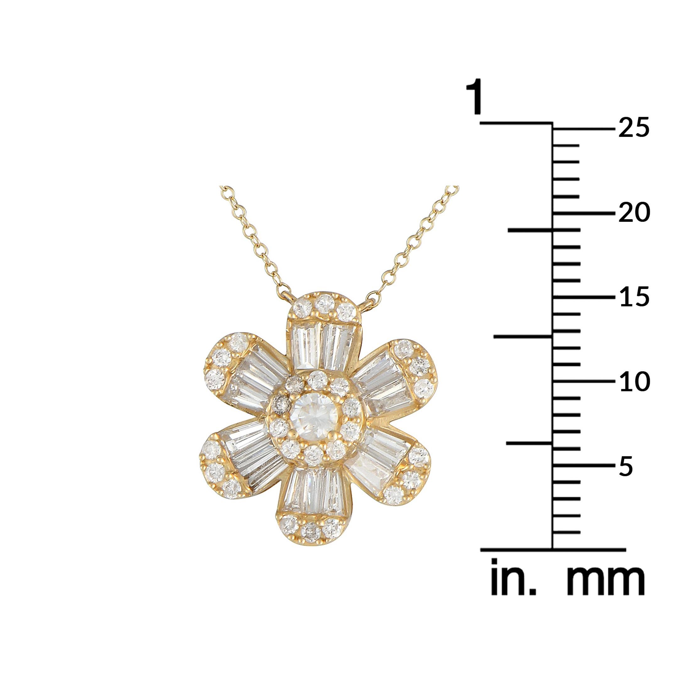 14K Yellow Gold 1.25ct Diamond Pendant Necklace In New Condition For Sale In Southampton, PA