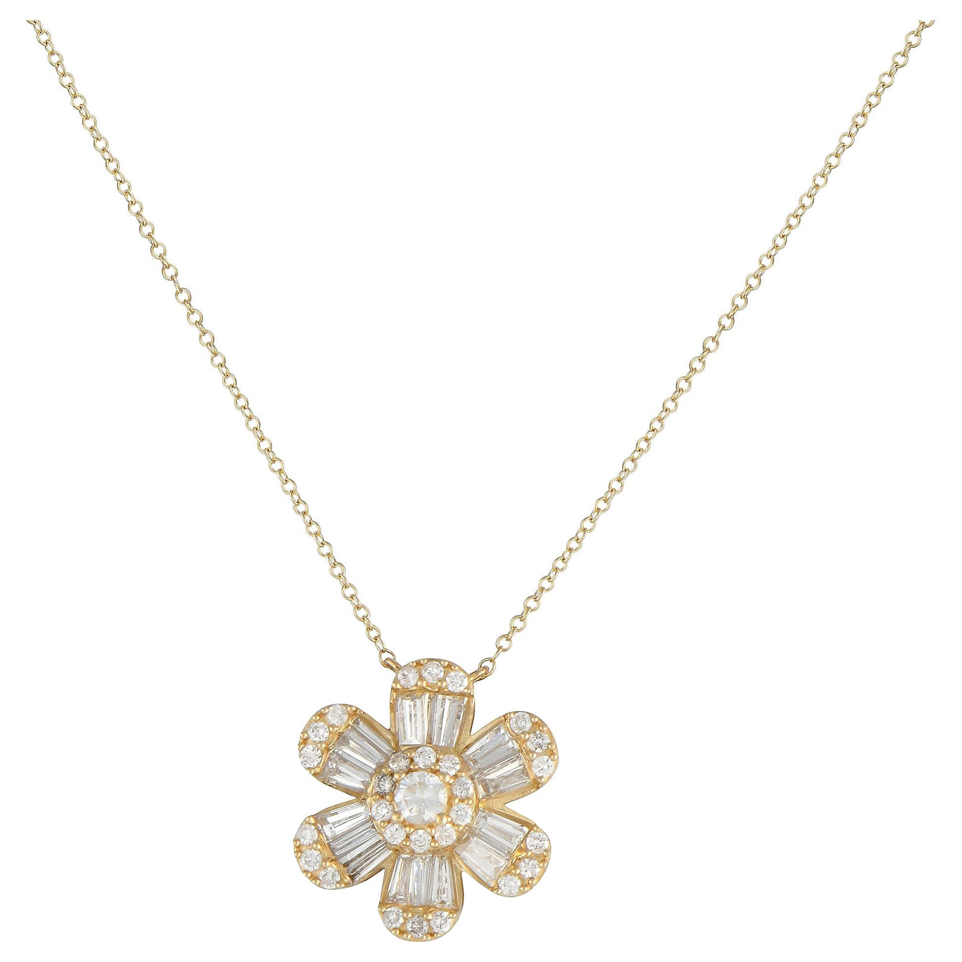 14K Gelbgold 1,25ct Diamant-Anhänger Halskette