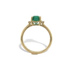 14K Yellow Gold 1.25ct Green Tourmaline and Diamond Ring size 6.75