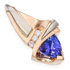14k Yellow Gold 1.25ct Tanzanite and Diamond Pendant