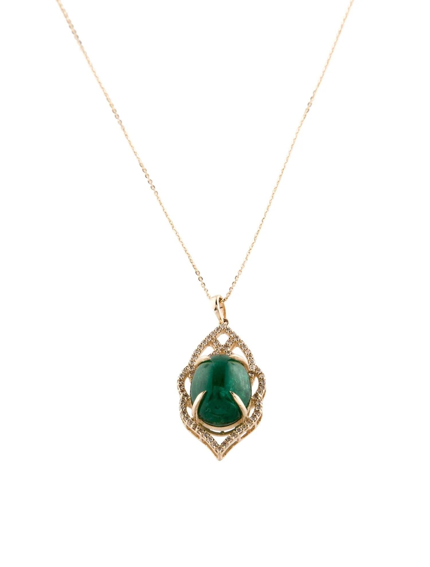 Taille émeraude Collier pendentif en or jaune 14 carats avec émeraudes et diamants 12,77 carats en vente