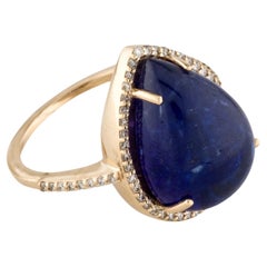 14K Yellow Gold 12.79ct Tanzanite 
Diamond Cocktail Ring Size 6.75