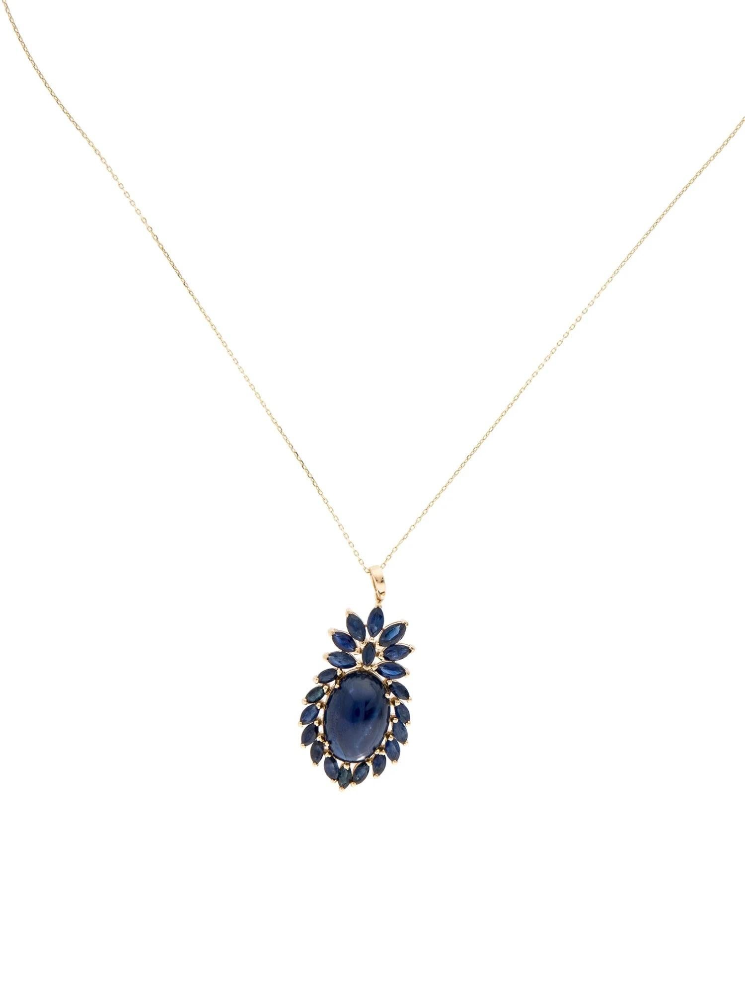Marquise Cut 14K Yellow Gold 12.81ctw Sapphire Pendant Necklace  Marquise Brilliant Sapphire