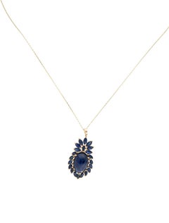 14K Gelbgold 12,81ctw Saphir-Anhänger Halskette Marquise Brillant Saphir
