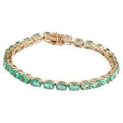 14K Gelbgold 12,86ctw Oval Smaragd-Gliederarmband