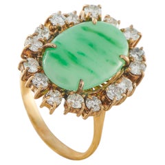 14K Yellow Gold 1.28ct Diamond and Jade Ring MF24-050626