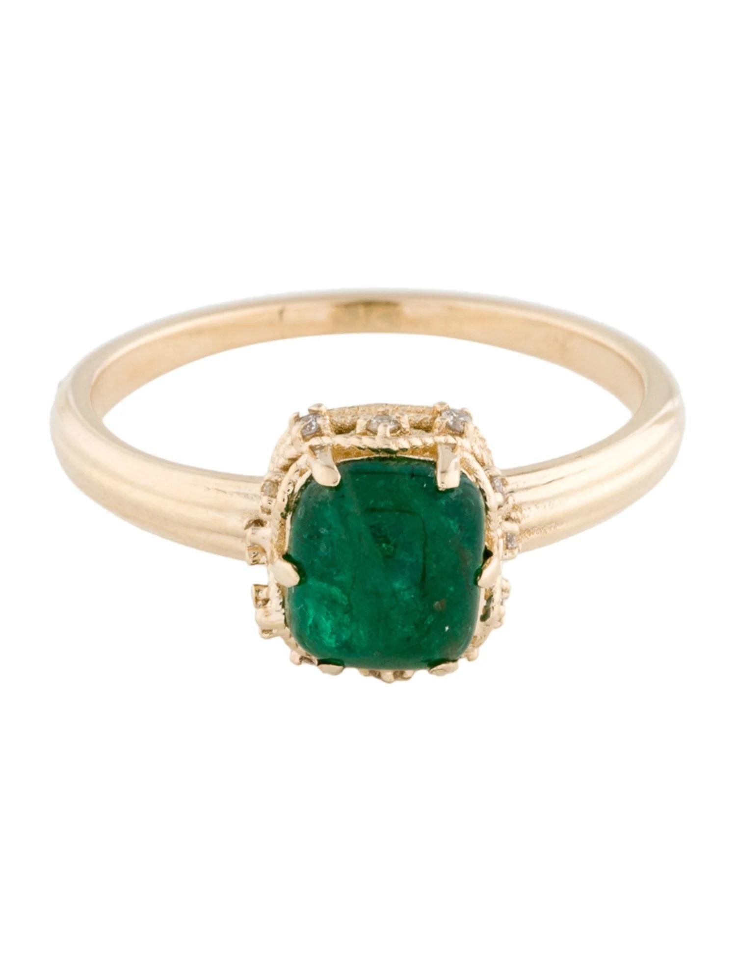 Artist 14K Yellow Gold 1.28ct Emerald & Diamond Cocktail Ring, Size 7 For Sale