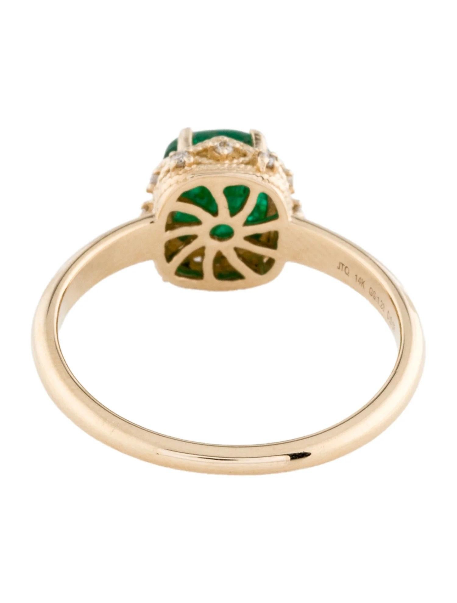 Emerald Cut 14K Yellow Gold 1.28ct Emerald & Diamond Cocktail Ring, Size 7 For Sale