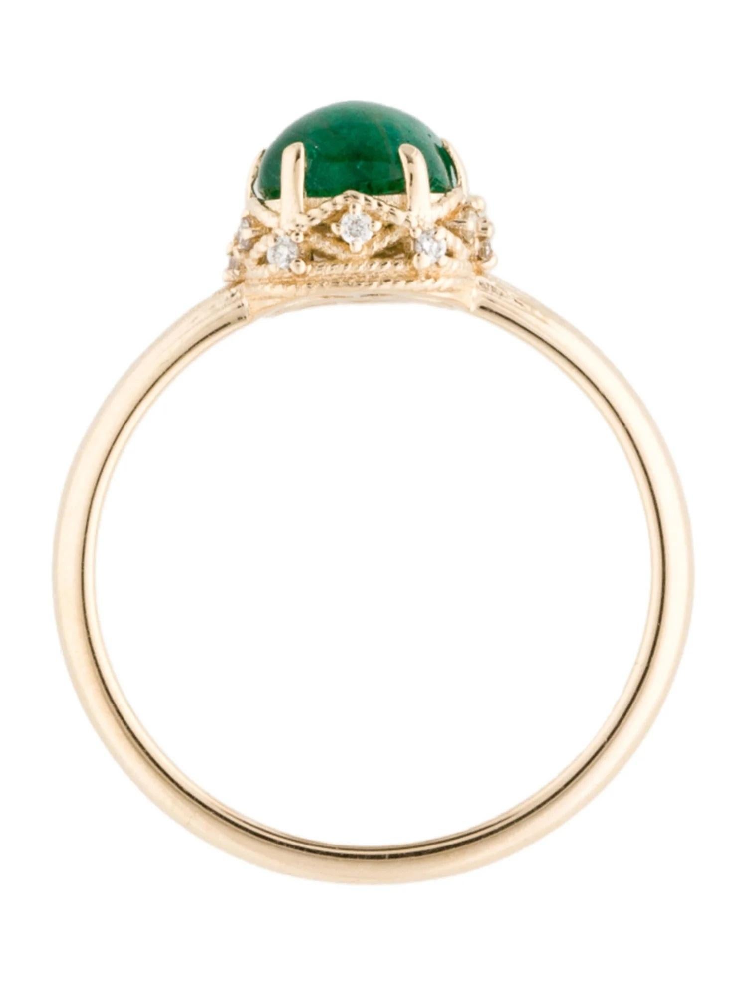14K Yellow Gold 1.28ct Emerald & Diamond Cocktail Ring, Size 7 In New Condition For Sale In Holtsville, NY