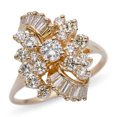 14k Yellow Gold 1.28tcw Diamond Cluster Ring