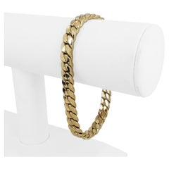 14k Yellow Gold 12.9g Hollow Thick Squared Cuban Link Bracelet Italy 8"