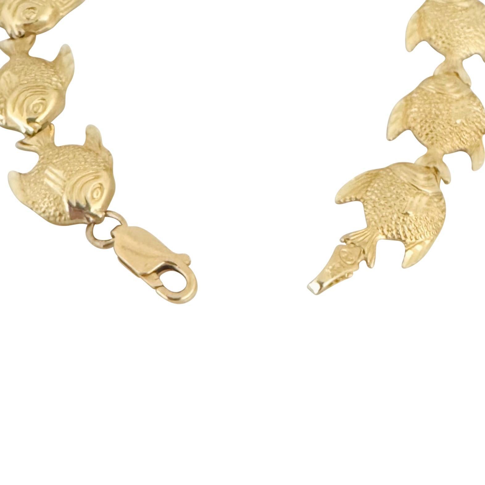 14k Yellow Gold 12g Ladies Diamond Cut 12mm Fish Link Bracelet 6.75
