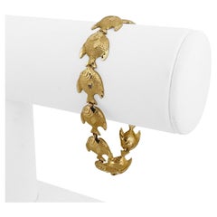 14k Yellow Gold 12g Ladies Diamond Cut 12mm Fish Link Bracelet 6.75"
