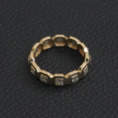 14K Yellow Gold 1.30 Ct Asscher Cut Diamond Eternity Band Engagement Ring