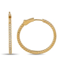 14K Yellow Gold 1.30ct Diamond Inside-Out Hoop Earrings