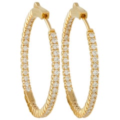 14K Yellow Gold 1.30ct Diamond Inside-Out Hoop Earrings