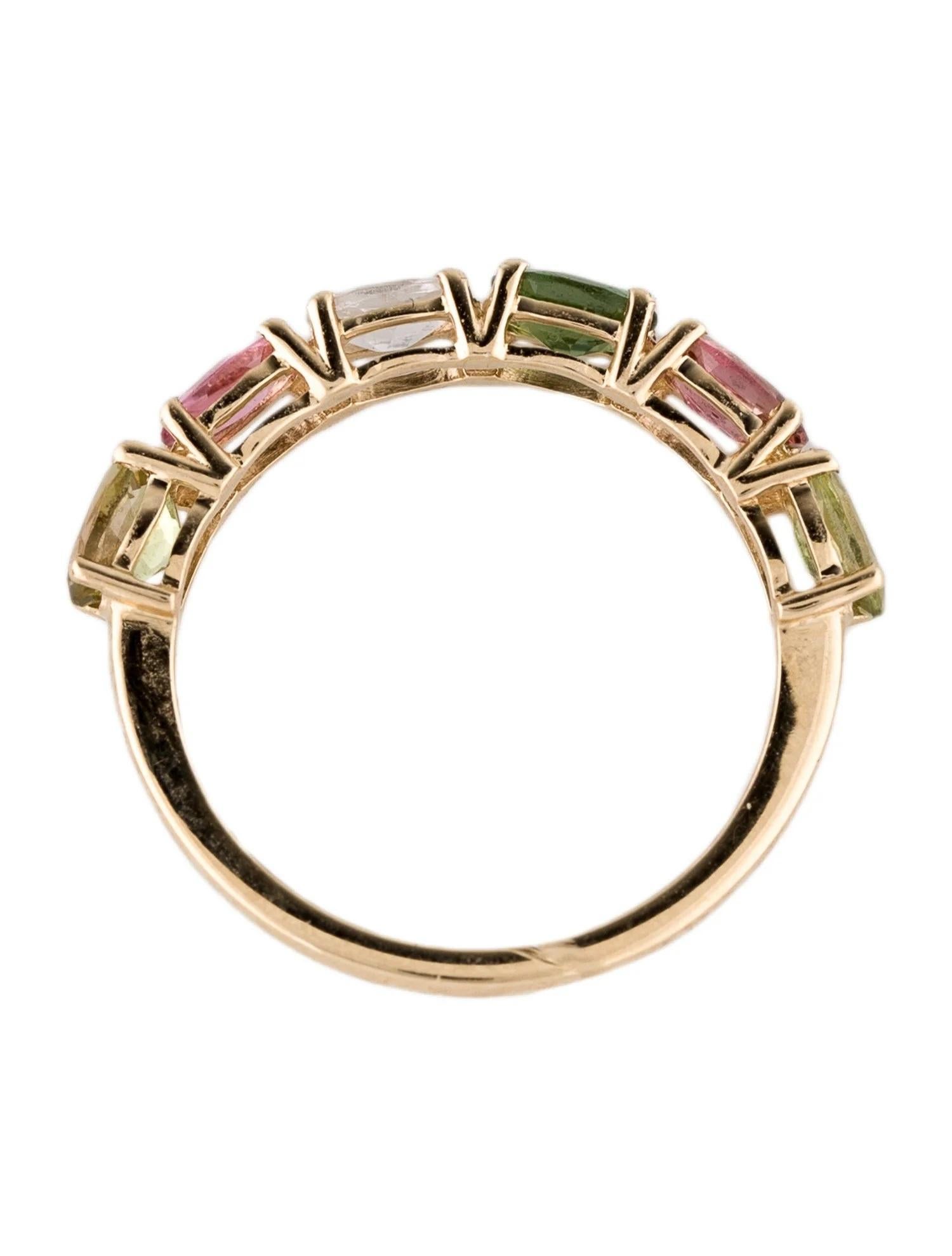 Anello a fascia in oro giallo 14K con tormalina multicolore da 1,30 carati, misura 6 In condizioni Nuovo in vendita a Holtsville, NY