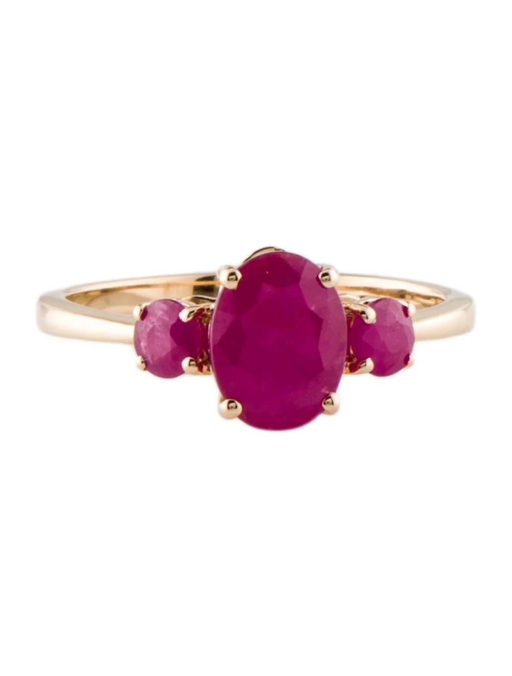 Oval Cut 14K Yellow Gold 1.31ct Ruby Cocktail Ring, Size 6.75: Timeless Elegance For Sale