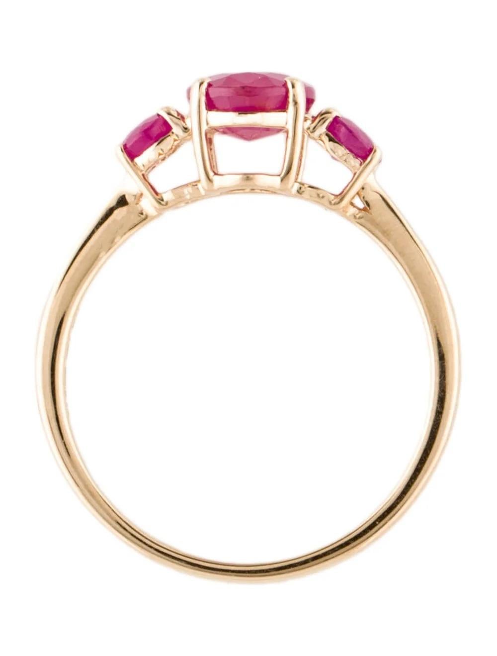 Women's 14K Yellow Gold 1.31ct Ruby Cocktail Ring, Size 6.75: Timeless Elegance For Sale