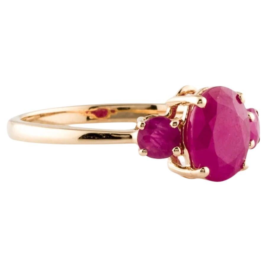 14K Yellow Gold 1.31ct Ruby Cocktail Ring, Size 6.75: Timeless Elegance For Sale