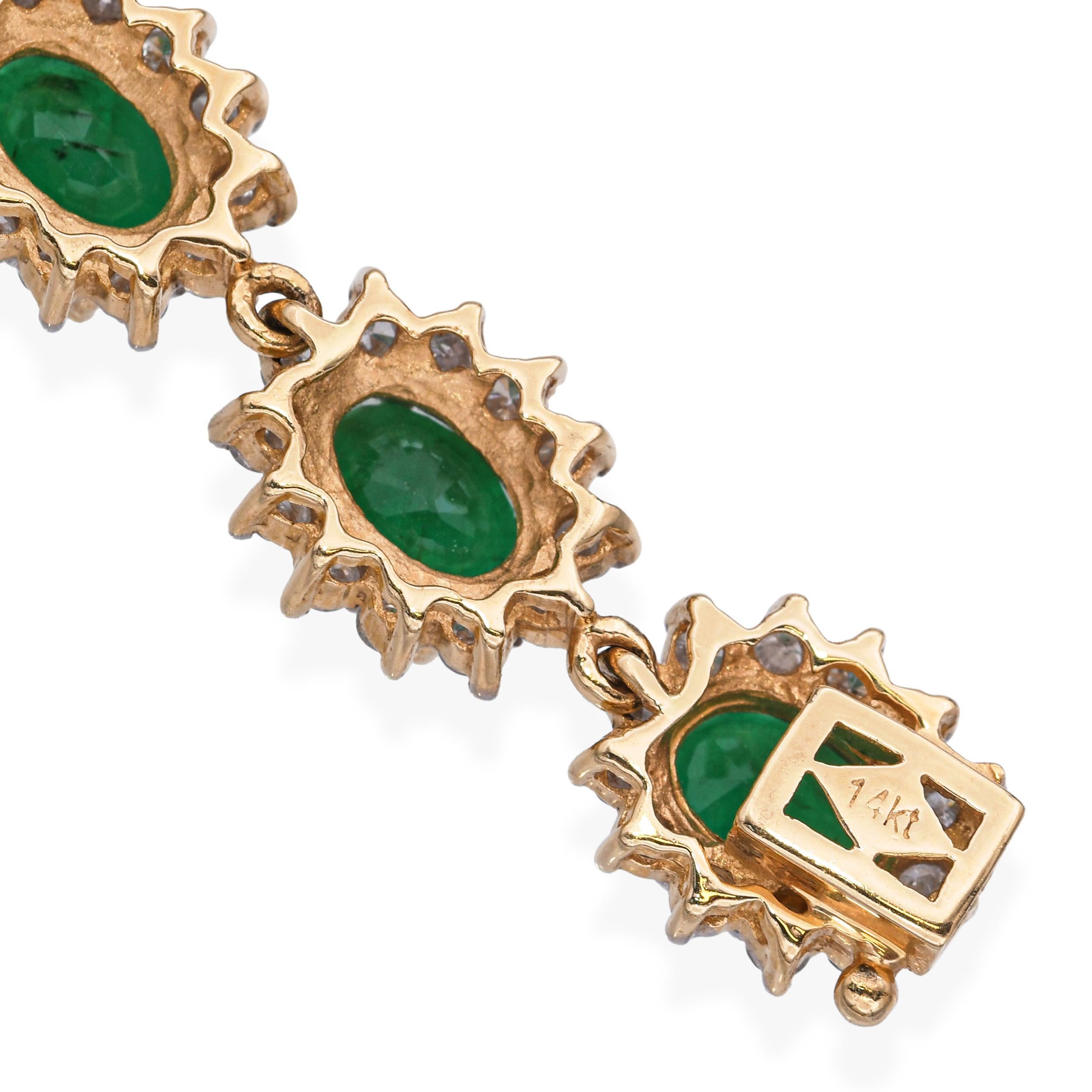 Donna Collana in oro giallo 14k con diamanti da 13,23 carati e smeraldi da 42,01 carati