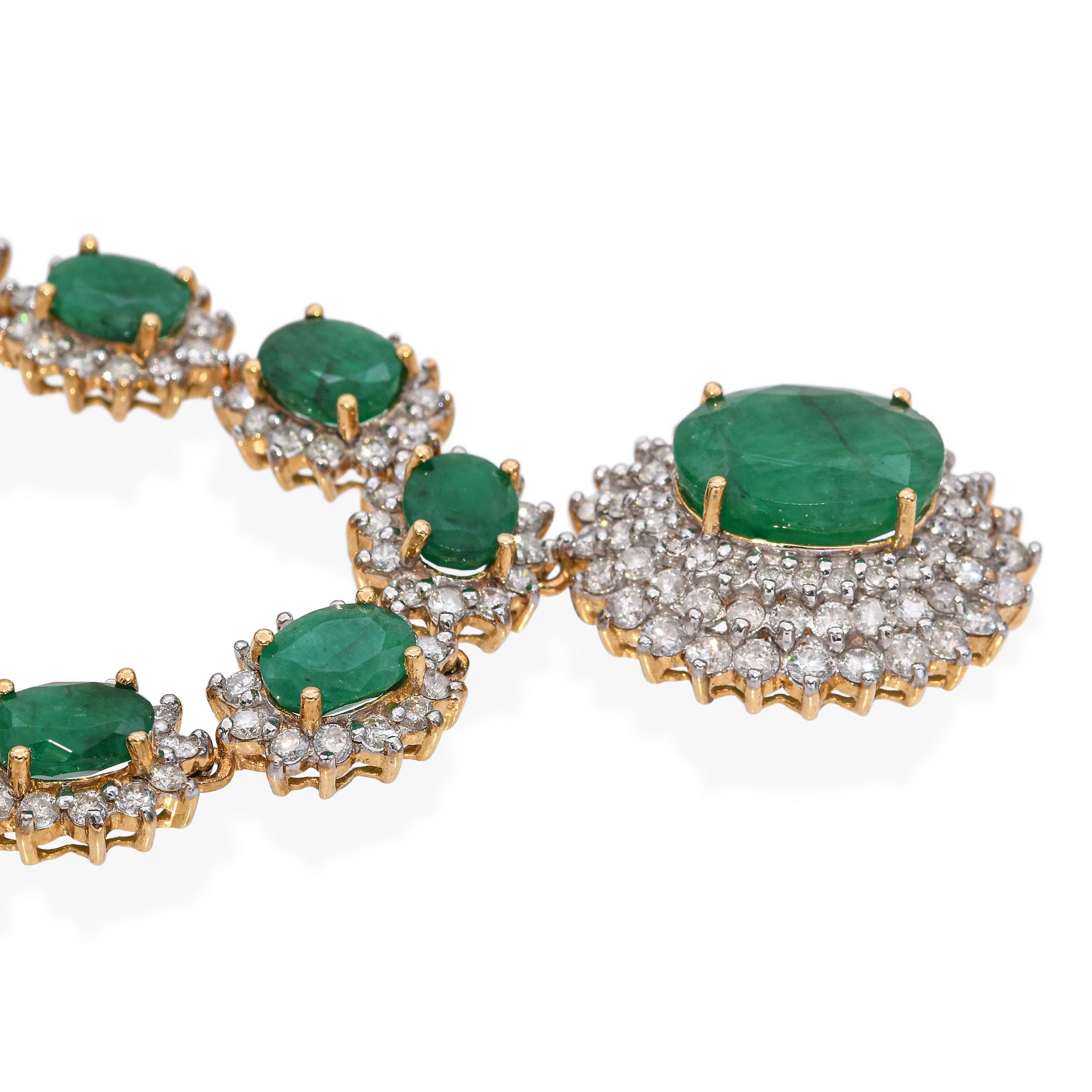 Collana in oro giallo 14k con diamanti da 13,23 carati e smeraldi da 42,01 carati 1