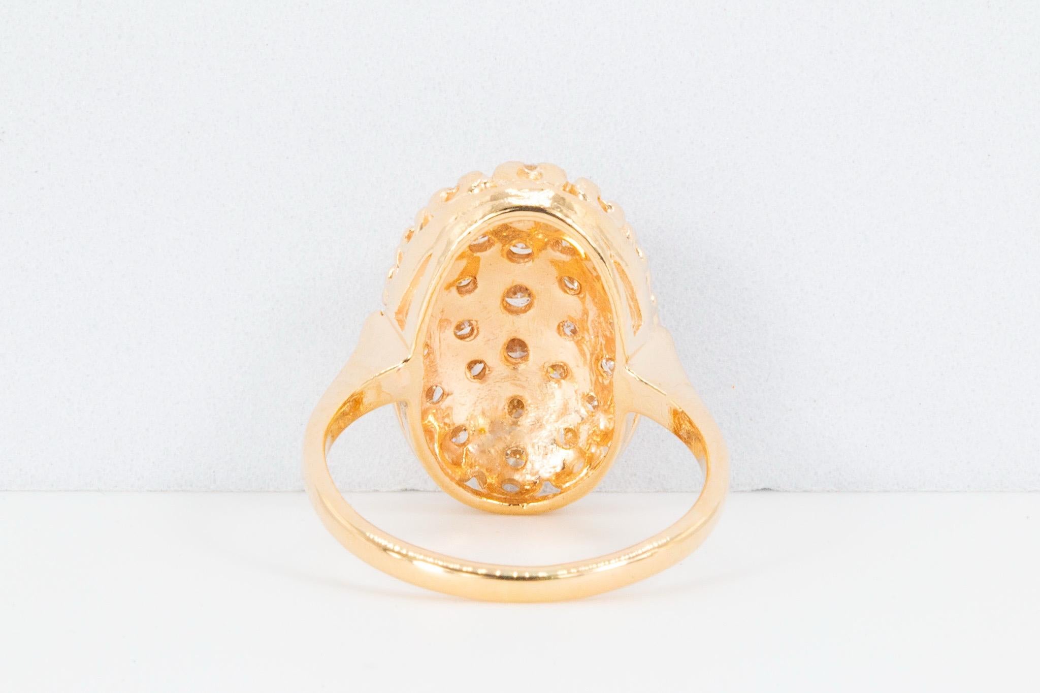 Bague cocktail en or jaune 14K avec diamant 1,35CTW Bon état - En vente à Houston, TX