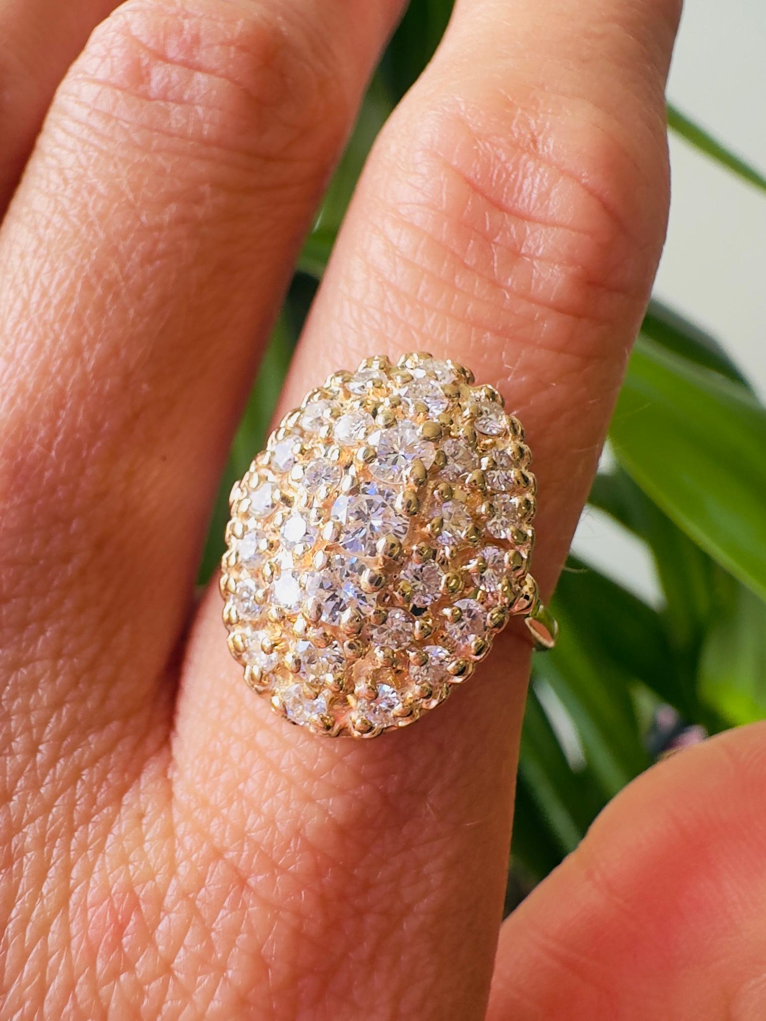 Bague cocktail en or jaune 14K avec diamant 1,35CTW Pour femmes en vente
