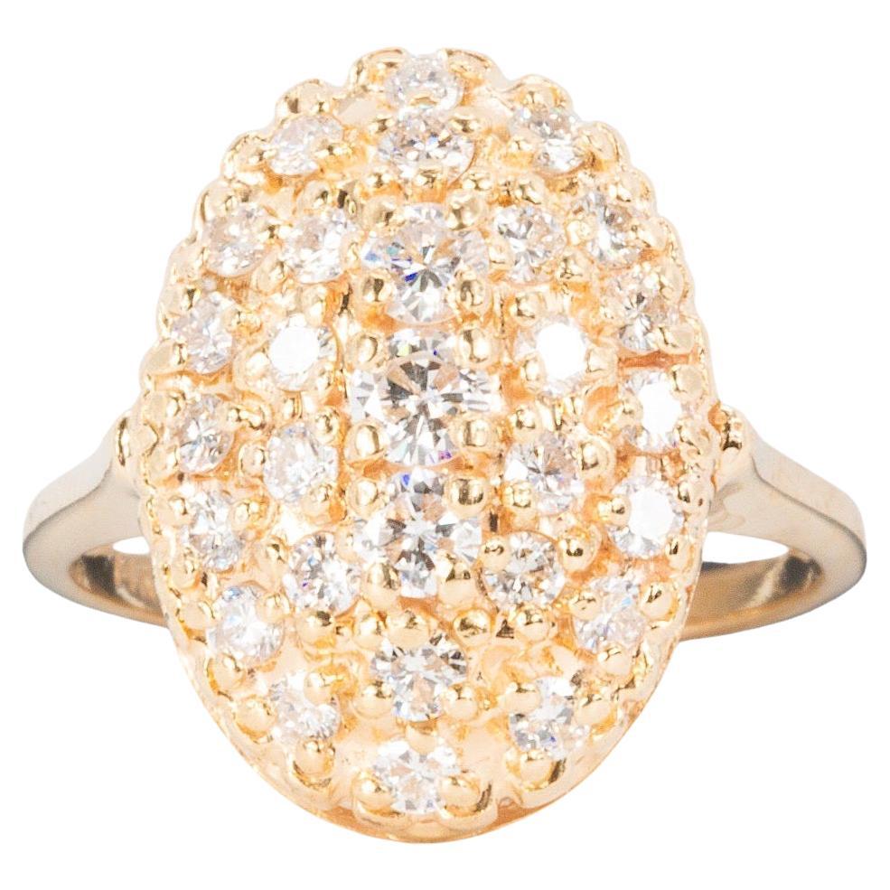 Bague cocktail en or jaune 14K avec diamant 1,35CTW en vente