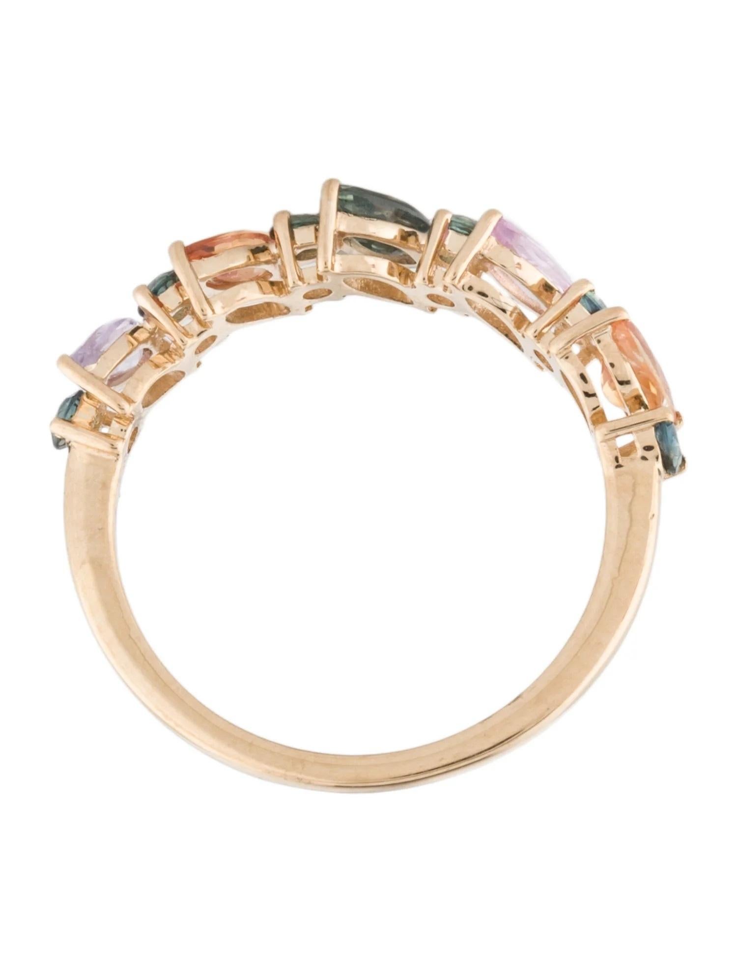 14K Yellow Gold 1.36ctw Multi Sapphire Band Ring, Size 7, Round Brilliant Sapphi In New Condition For Sale In Holtsville, NY