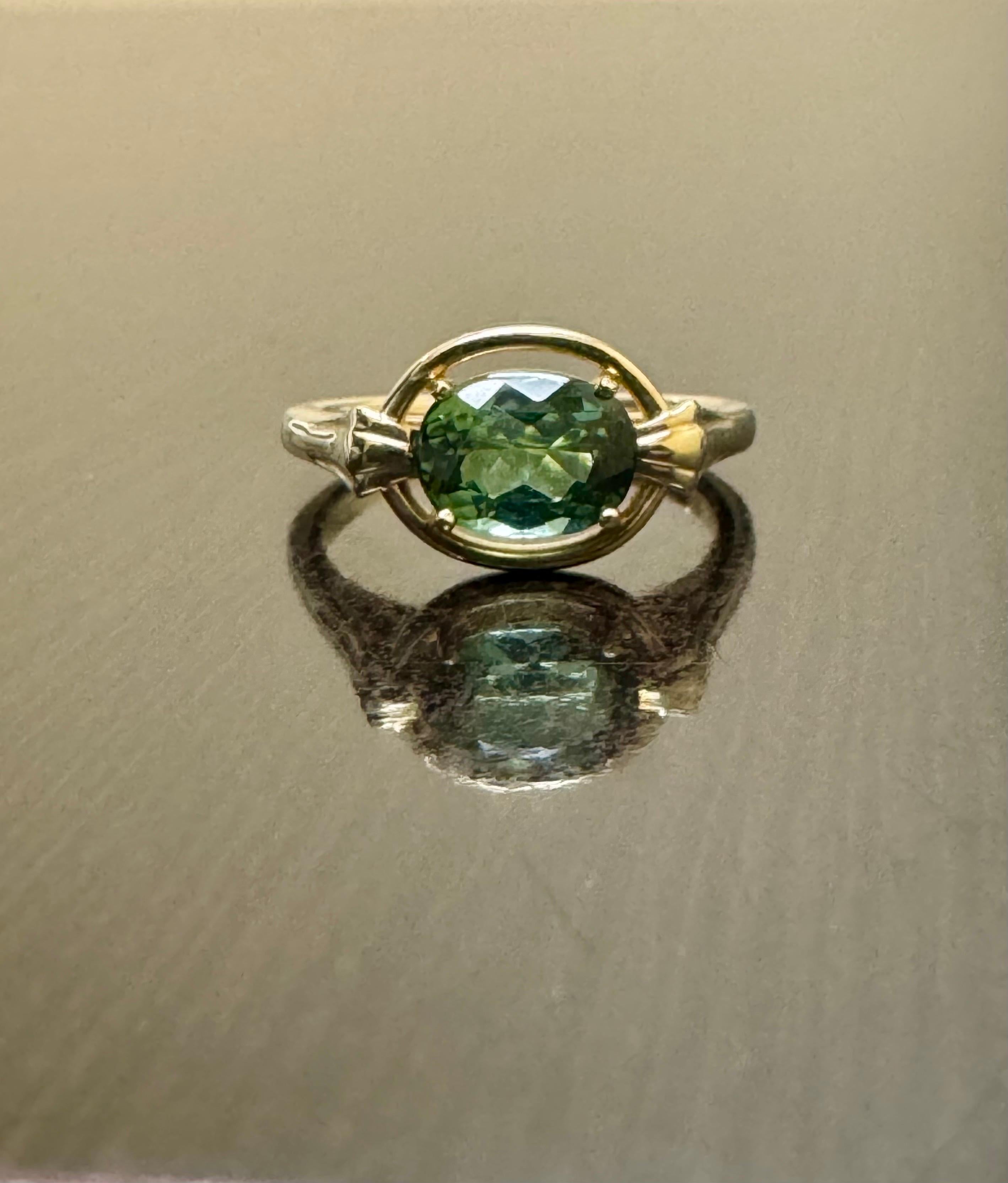 14K Yellow Gold 1.38 Carat Oval Blue Green Tourmaline Engagement Ring  For Sale 5
