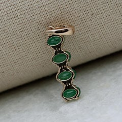 14K Yellow Gold 1.38 Ct Natural Oval Emerald Diamond Vertical Bar Pendant
